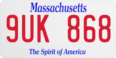 MA license plate 9UK868