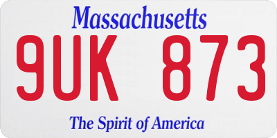 MA license plate 9UK873