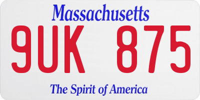 MA license plate 9UK875