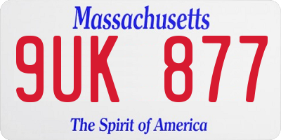 MA license plate 9UK877
