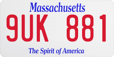 MA license plate 9UK881