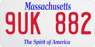 MA license plate 9UK882
