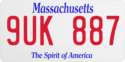 MA license plate 9UK887