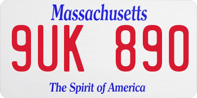 MA license plate 9UK890