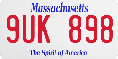 MA license plate 9UK898