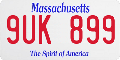 MA license plate 9UK899
