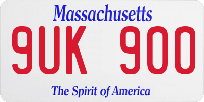 MA license plate 9UK900