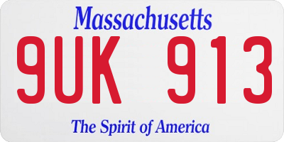 MA license plate 9UK913