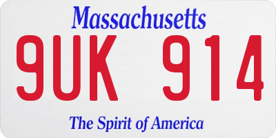 MA license plate 9UK914