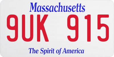 MA license plate 9UK915