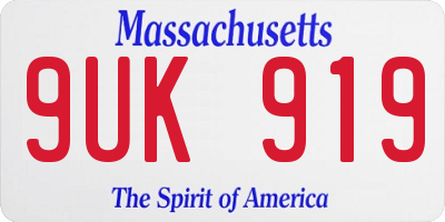 MA license plate 9UK919
