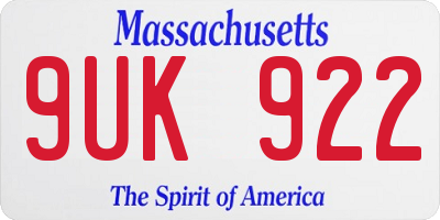 MA license plate 9UK922