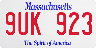 MA license plate 9UK923