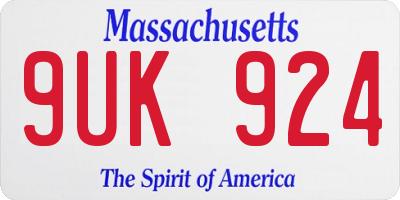 MA license plate 9UK924