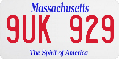 MA license plate 9UK929
