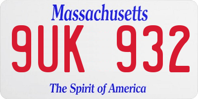 MA license plate 9UK932