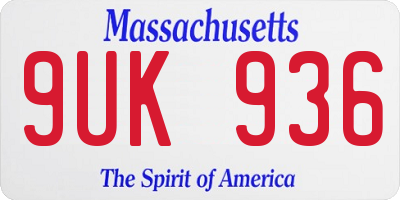 MA license plate 9UK936
