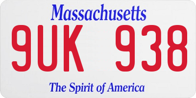 MA license plate 9UK938