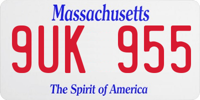 MA license plate 9UK955