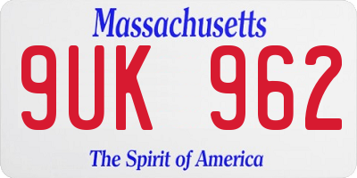 MA license plate 9UK962
