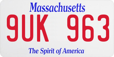 MA license plate 9UK963