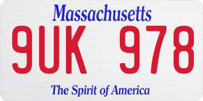 MA license plate 9UK978