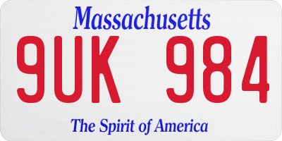 MA license plate 9UK984