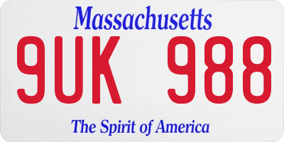 MA license plate 9UK988