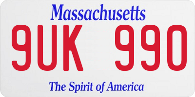 MA license plate 9UK990