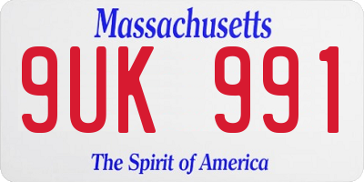 MA license plate 9UK991