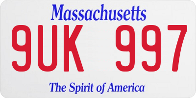 MA license plate 9UK997
