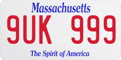 MA license plate 9UK999