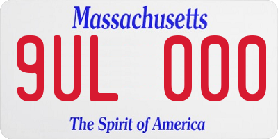 MA license plate 9UL000