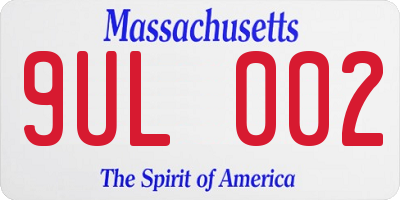 MA license plate 9UL002