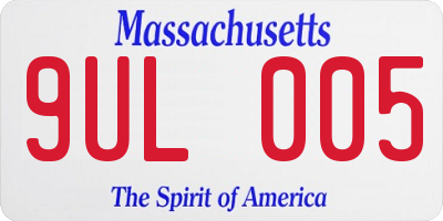 MA license plate 9UL005