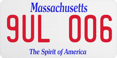 MA license plate 9UL006