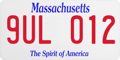 MA license plate 9UL012