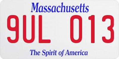 MA license plate 9UL013