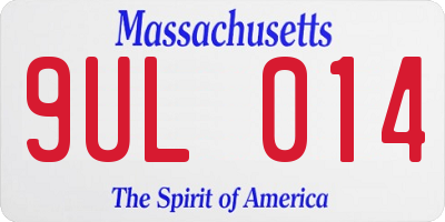 MA license plate 9UL014