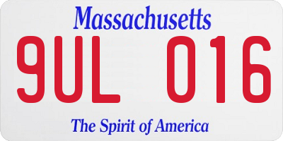 MA license plate 9UL016