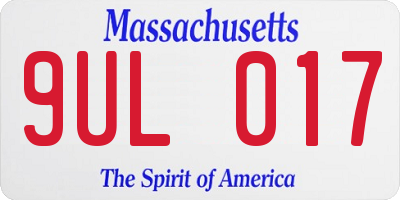 MA license plate 9UL017