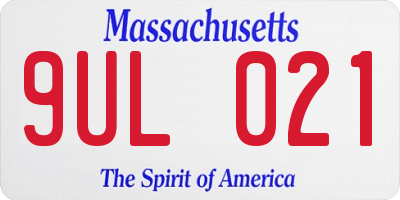 MA license plate 9UL021