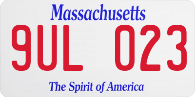 MA license plate 9UL023