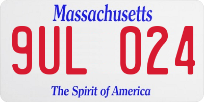 MA license plate 9UL024