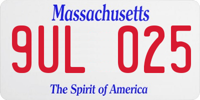 MA license plate 9UL025