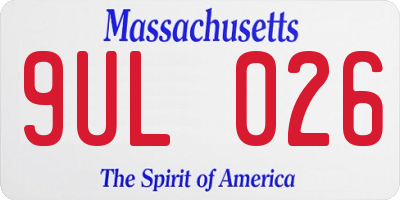 MA license plate 9UL026