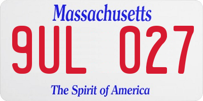 MA license plate 9UL027