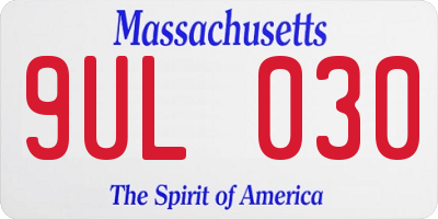 MA license plate 9UL030