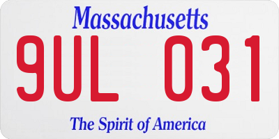 MA license plate 9UL031