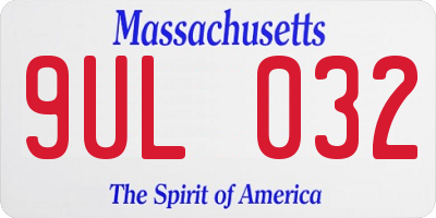 MA license plate 9UL032